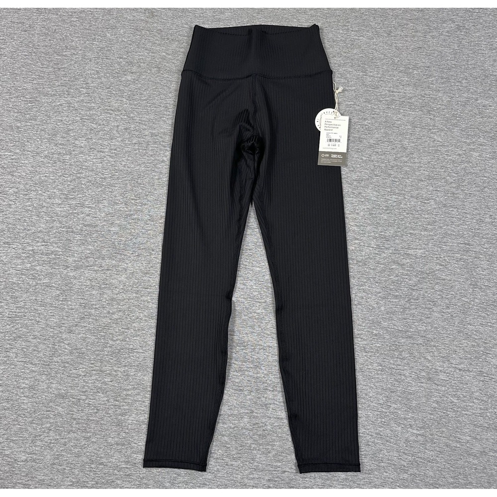 Vuori Inversion Rib Leggings Womens Size XS Black Pull On Stretch Active NEW